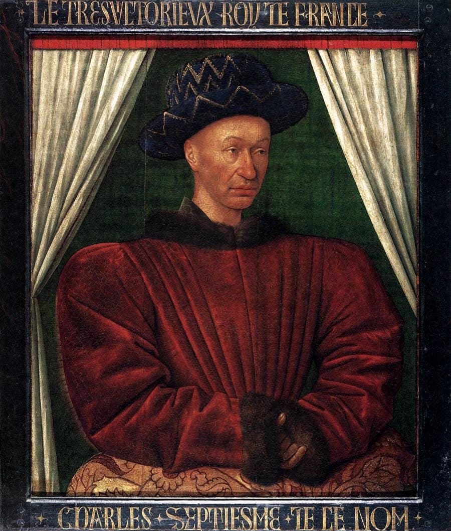 Jean Fouquet tarafından yapılmış, Fransa Kralı VII. Charles'ın Rönesans dönemi portresi
